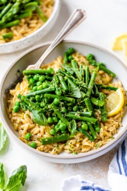 Creamy Orzo with Asparagus and Peas
