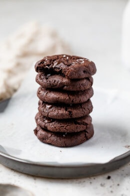 Fudgy Flourless Crinkle Brownie Cookies with Sea Salt