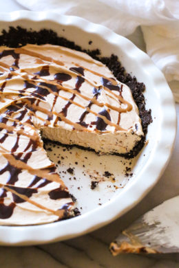 This easy No Bake Peanut Butter Pie is light and creamy – one of my favorite dessert recipes!