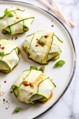 These low-carb pork dumplings, made with zucchini in place of dough are so dang good, you won't miss the carbs! They are also keto, paleo, gluten-free and whole30 friendly!