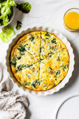 Crustless Sausage and Spinach Quiche cut.
